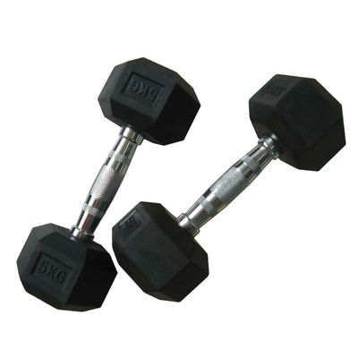 Gym Fitness angkat berat Deluxe Black fied Cast Iron Hex Rubber dumbbells