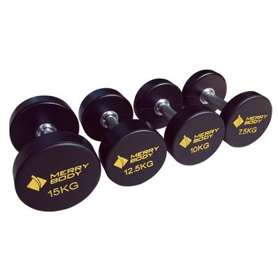 PU Weight Lifting Dumbbell 50kgs Rubber Round Dumbbell Logo Disesuaikan
