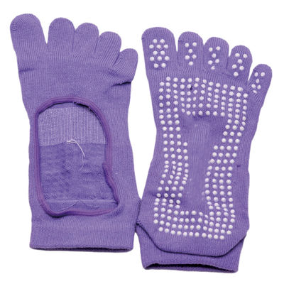 Katun Rajutan Anti Slip Yoga Socks Senam Dot 5 Toe Yoga Grip Socks