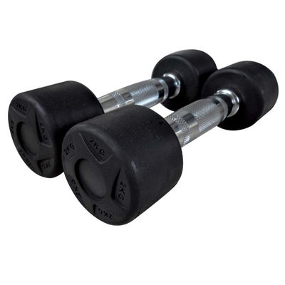 Grosir Gym Fitness Weight Lifting Rubber Coated Round Dumbbell